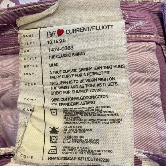 DVF CURRENT ELLIOT SKINNY FLOWER PRINT PURPLE DENIM JEANS - 26 - Picture 8 of 9